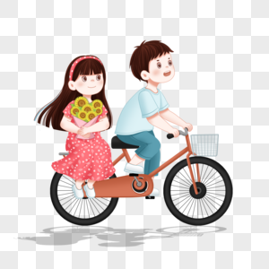 骑单车的甜蜜情侣高清图片
