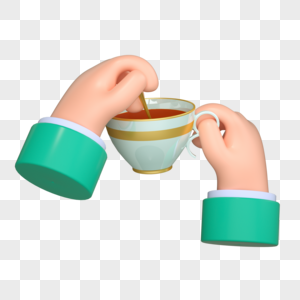 3DC4D立体手势饮料咖啡举杯图片