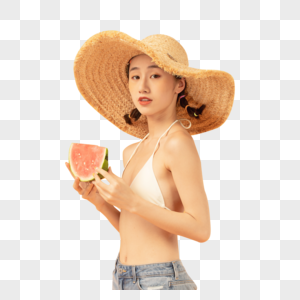 夏日美女吃西瓜高清图片