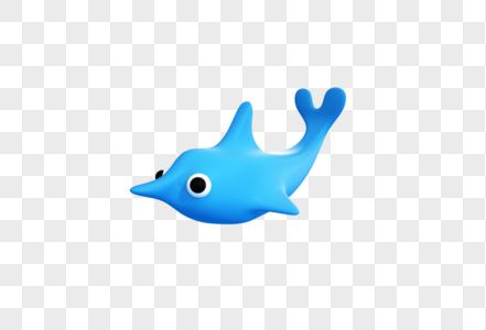 创意C4D可爱海洋生物海豚3D立体模型高清图片