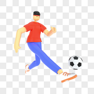 C4D卡通人物踢足球图片