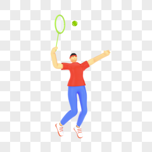 C4D卡通人物打网球图片