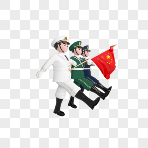 红旗手军人阅兵正步国庆节3d立体模型图片