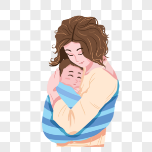 抱着孩子睡觉的母亲高清图片