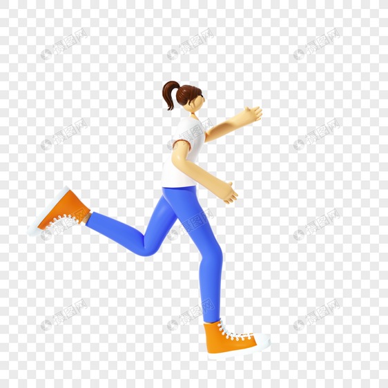 C4D卡通人物跑步场景图片