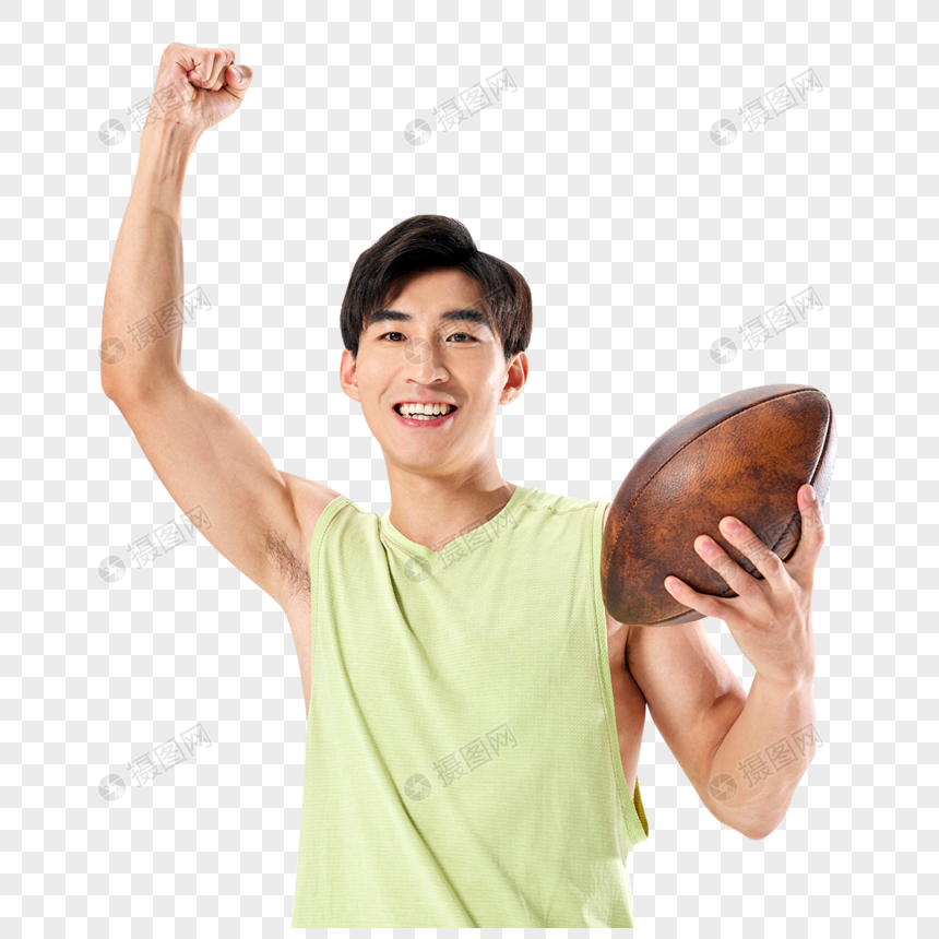 男青年玩橄榄球欢呼图片