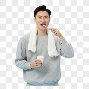 男性洗漱刷牙形象展示高清图片