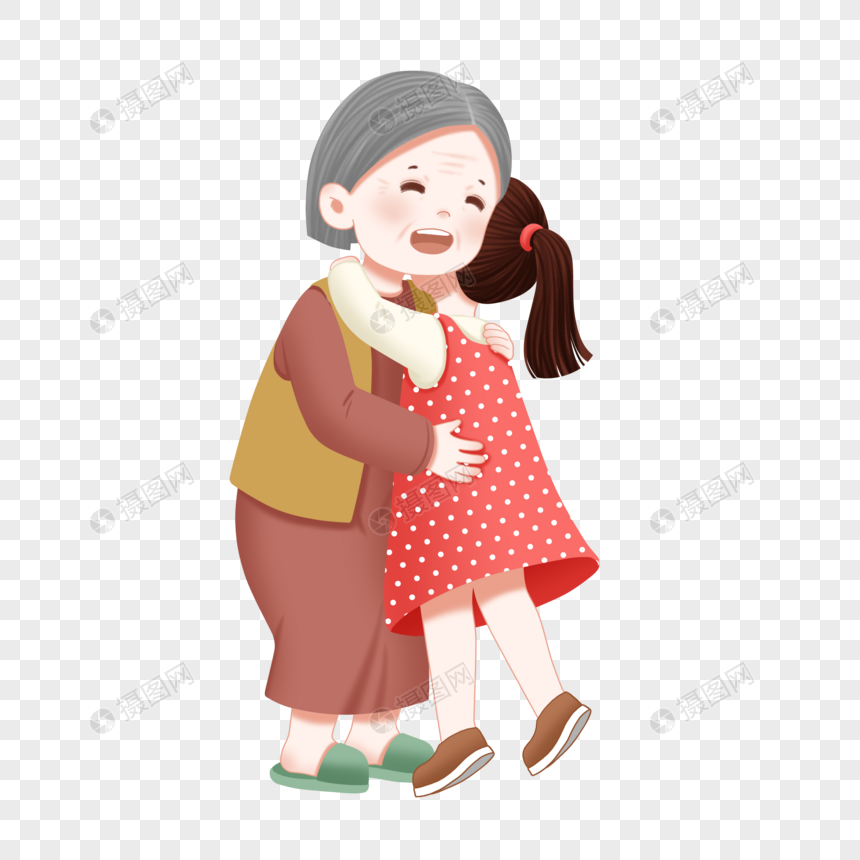 重阳节小女孩拥抱奶奶图片