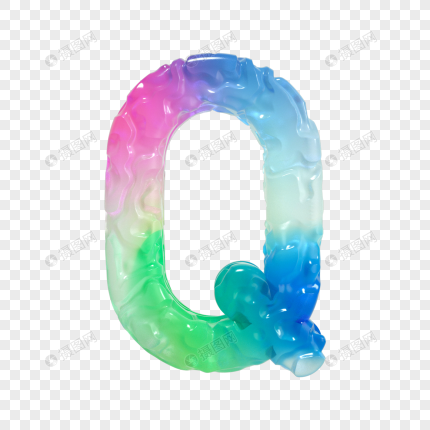 唯美渐变玻璃立体字母Q图片