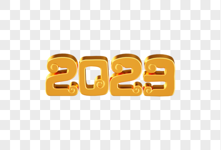 2023兔年新年创意手写金色字体C4D模型高清图片