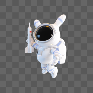 宇航员兔子手拿航天模型c4d模型（三）高清图片
