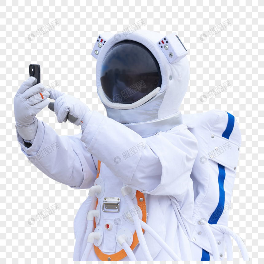 宇航员拿手机自拍图片