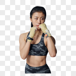 展示训练状态的女性拳击运动员图片