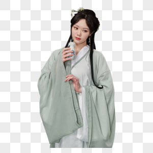 古装汉服美女拿酒壶高清图片