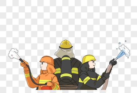消防员手绘人物插画高清图片
