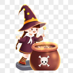 做魔法汤的小女巫图片