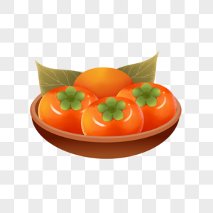 霜降美味柿子插画元素图片