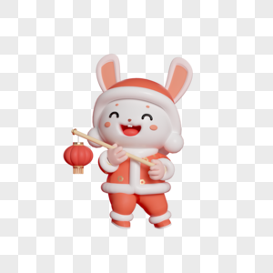 c4d兔年春节兔子娃娃图片