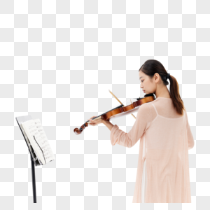 青年文艺女性看乐谱拉小提琴图片