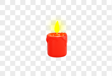 喜庆红金蜡烛图标C4D模型图片