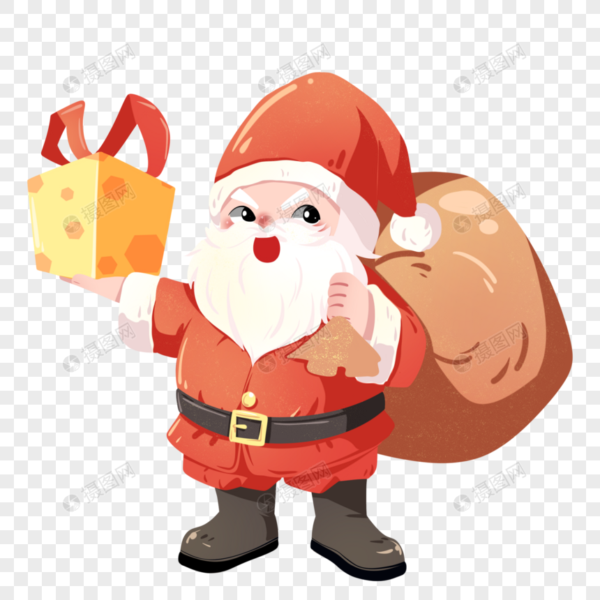 圣诞节背礼物袋发放礼物的圣诞老人图片