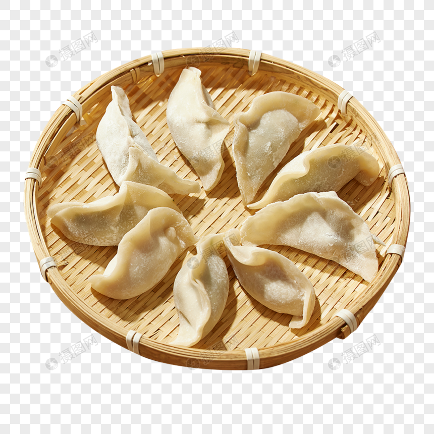 木桌上的生水饺图片
