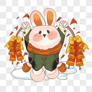 兔子兔年大吉兔年顶呱呱拜年兔新年兔过年年味鞭炮兔卡通兔图片