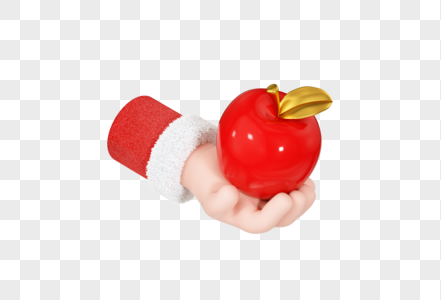 创意C4D圣诞节手拿红苹果图片