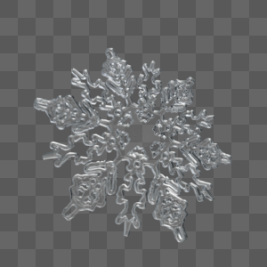 3D立体晶透雪花模型元素图片