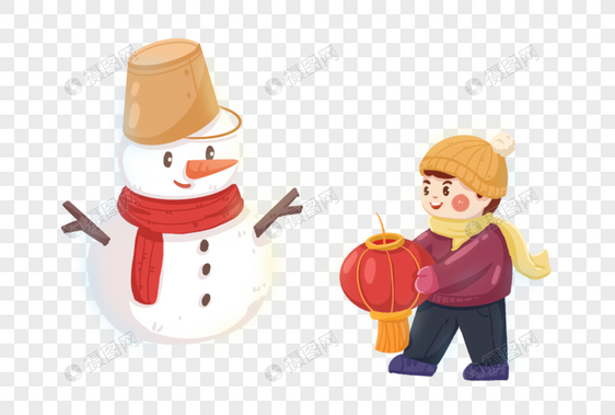 男孩和雪人图片