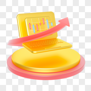 黄色金属金融财务数据电脑升值元素图片