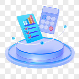 蓝色玻璃账单财务计算器元素图片