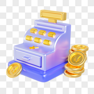蓝色金融财务购物收银金币元素图片