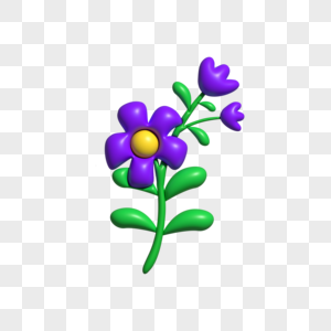 ai膨胀风春天紫色花朵图片