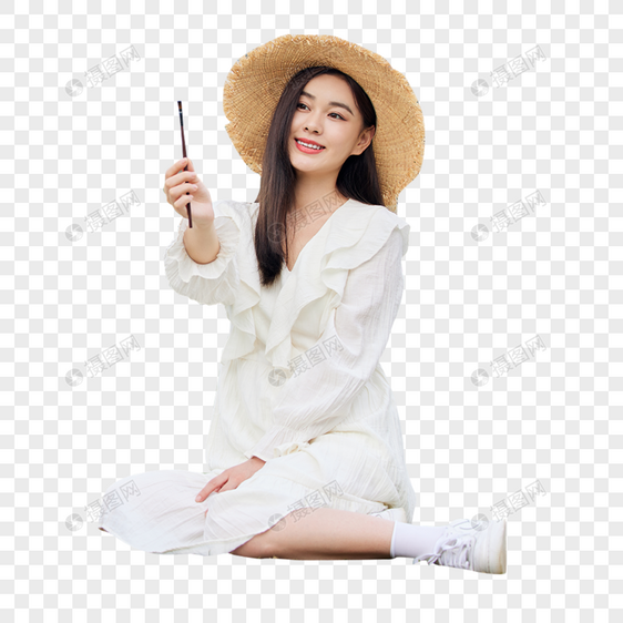 年轻美女绘画写生图片