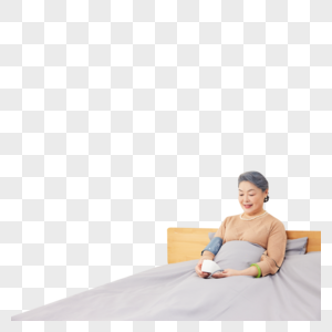 老奶奶卧床自己量血压图片