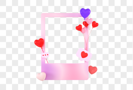 创意C4D情人节粉色边框3D立体模型图片