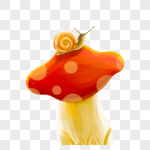 蘑菇上的蜗牛图片