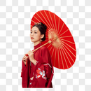 撑着雨伞的传统古风女性图片