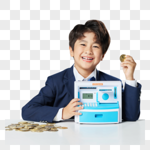 模拟金融的商务小男孩图片