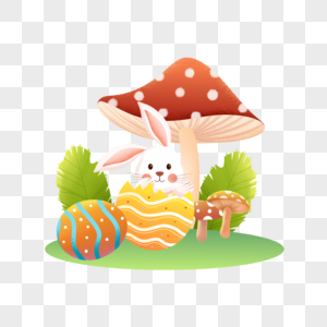 复活蛋彩蛋兔子插画元素图片