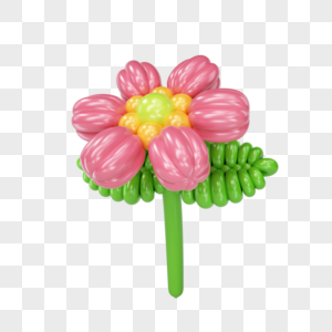 3D立体粉色花朵气球艺术模型元素图片