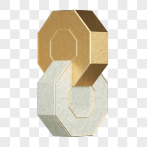 3DC4D立体数字8金属金色大理石图片
