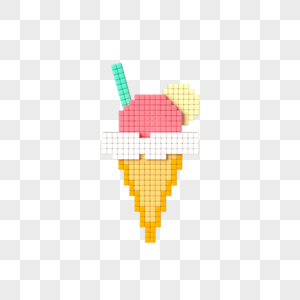 c4d立体像素风食物冰淇淋高清图片