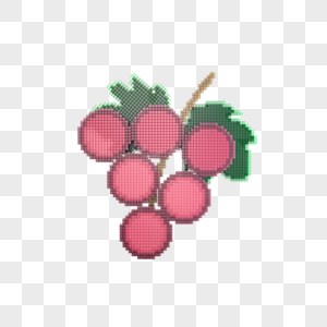 c4d立体像素风卡通装饰水果葡萄图片