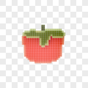 c4d立体像素风卡通装饰水果柿子图片