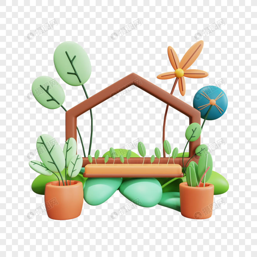 3D春天边框绿植花草框图片