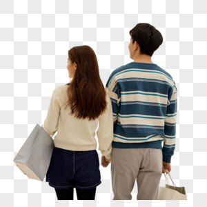 年轻夫妻逛居家用品店背影高清图片