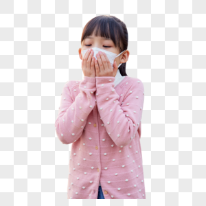 咳嗽戴口罩的小女孩图片