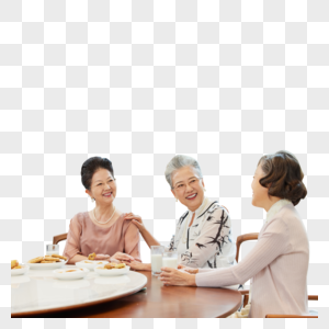 老年女性聚会开心聊天图片